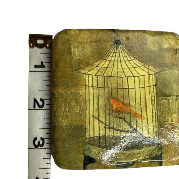 Albeua Stoneware Bird Rectangle Drink Coasters with Iron Works Stand “Holder” - Picture 13 of 14